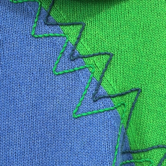 Vintage Emiliore Angora Wool 80s Color Block Turtleneck Sweater - M - Picture 4 of 9